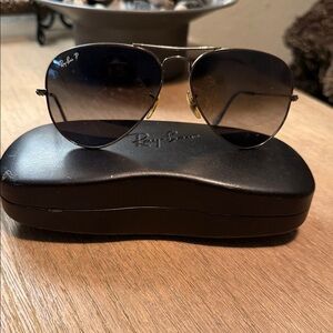 Ray-Ban Aviator Sunglasses Silver Frame with Gradient Black-Brown Lenses